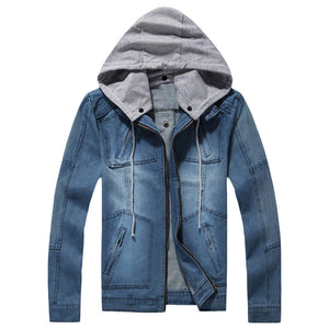 Stylish Hooded Long Sleeve Pocket Denim Men Jacket - jeanspur