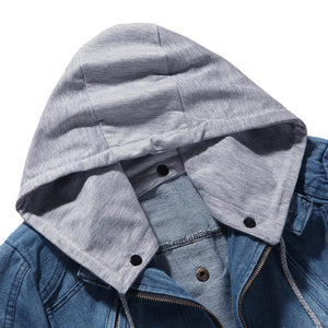 Stylish Hooded Long Sleeve Pocket Denim Men Jacket - jeanspur